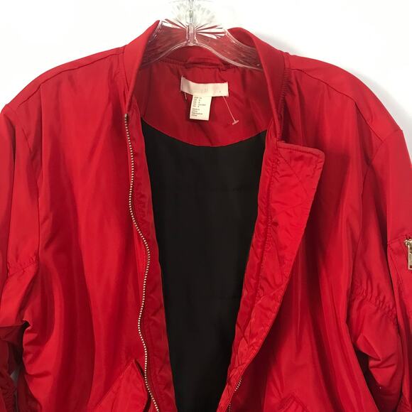 H & M Coat Jacket Size 8 Womens Zip Front Red Baseball Bomber Zip Size Eight 8 - Picture 5 of 8